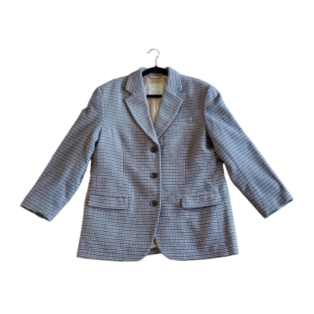 Everlane The ReWool '80s Blazer Houndstooth Plaid Oversized Classic Jacket Sz 12 - Picture 3 of 16